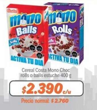 Mayorista 10 Cereal Costa Mono Choc rolls o balls estuche 400 g oferta