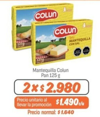 Mayorista 10 Mantequilla Colun Pan 125 g x 2 oferta