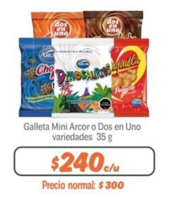 Mayorista 10 Galleta Mini Arcor o Dos en Uno variedades 35 g oferta