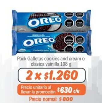 Mayorista 10 Pack Galletas cookies and cream o clasica vainilla 108 g x 2 oferta