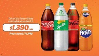 Mayorista 10 Coca-Cola, Fanta o Sprite variedades retornable 2 It. oferta