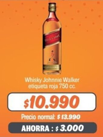 Mayorista 10 Whisky Johnnie Walker etiqueta roja 750 cc. oferta