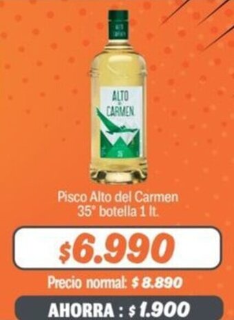 Mayorista 10 Pisco Alto del Carmen 35⁰ botella 1 lt. oferta