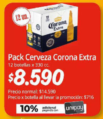 Unimarc Pack Cerveza Corona Extra 12 botellas x 330 cc. oferta