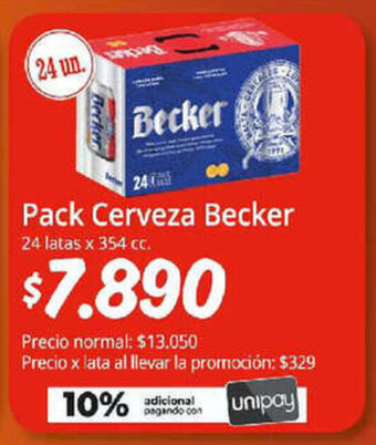 Unimarc Pack Cerveza Becker 24 latas x 354 cc. oferta