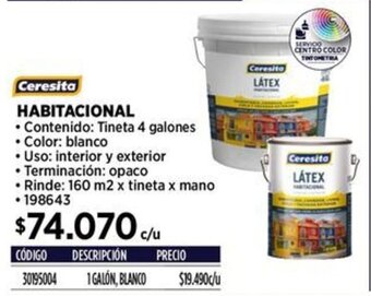 Construmart Ceresita HABITACIONAL 4 GALONES oferta