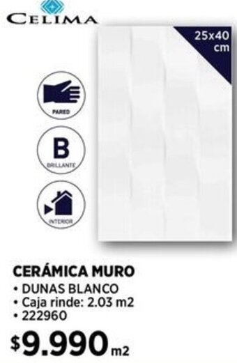 Construmart CELIMA CERÁMICA MURO 25x40 cm oferta