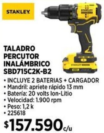 Construmart STANLEY TALADRO PERCUTOR INALÁMBRICO SBD715C2K-B2 oferta