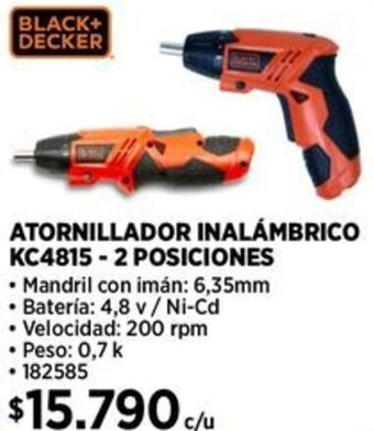 Construmart BLACK + DECKER ATORNILLADOR INALÁMBRICO KC4815-2 POSICIONES oferta
