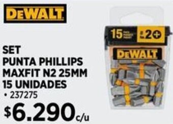 Construmart DEWALT SET PUNTA PHILLIPS MAXFIT N2 25MM 15 UNIDADES oferta