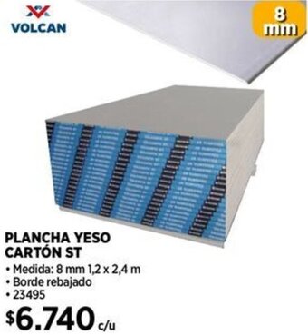 Construmart PLANCHA YESO CARTÓN ST 8 mm 1,2 x 2,4 m oferta