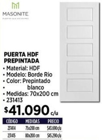 Construmart MASONITE PUERTA HDF PREPINTADA 70X200CM oferta