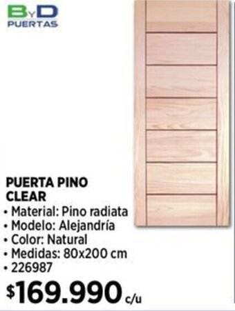 Construmart PUERTA PINO CLEAR 80X200CM oferta