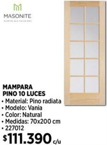 Construmart MASONITE MAMPARA PINO 10 LUCES oferta