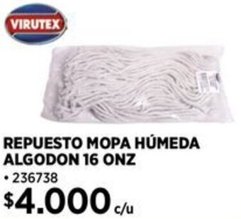 Construmart VIRUTEX REPUESTO MOPA HÚMEDA ALGODON 16 ONZ oferta