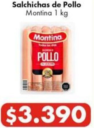 Super Bodega a Cuenta Salchichas de Pollo Montina 1 kg oferta