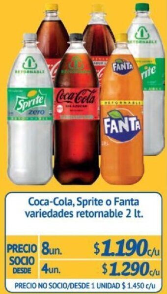 Alvi Coca-Cola, Sprite o Fanta variedades retornable 4un x 2lt oferta