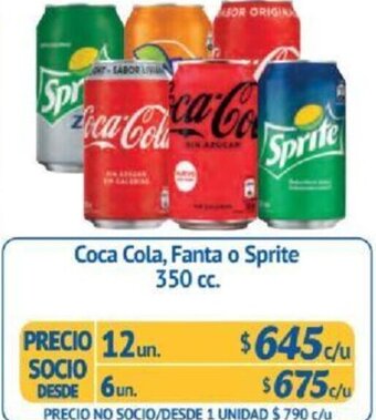 Alvi Coca Cola, Fanta o Sprite 6un x 350 cc oferta