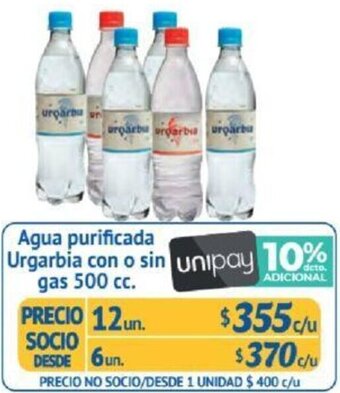 Alvi Agua purificada Urgarbia con o sin gas 6un x 500cc oferta