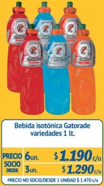 Alvi Bebida isotónica Gatorade variedades 6un x 1lt oferta