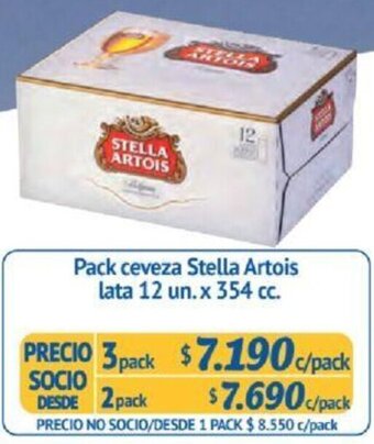 Alvi Pack ceveza Stella Artois lata 3 pack x 12 un.x 354 cc. oferta