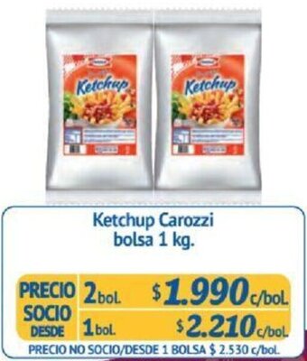 Alvi Ketchup Carozzi bolsa 2bol x 1kg oferta