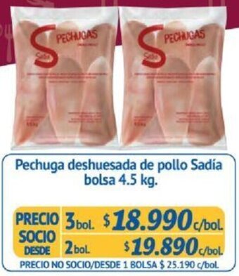 Alvi Pechuga deshuesada de pollo Sadía bolsa 2bol x 4.5 kg oferta