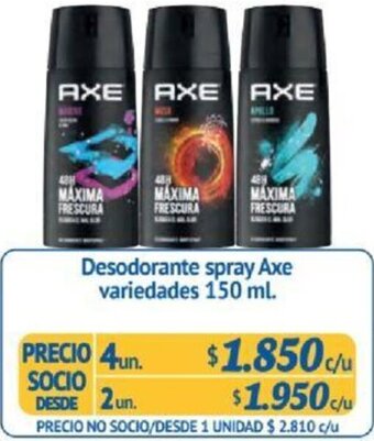 Alvi Desodorante spray Axe variedades 150 ml x 4un oferta