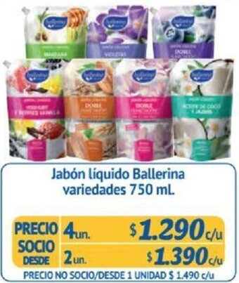 Alvi Jabón líquido Ballerina variedades 750 ml x 4un oferta
