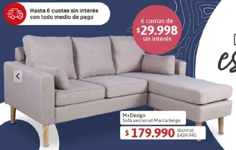 Easy M+Design Sofá seccional Marila beige oferta