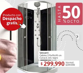 Easy Vessanti Cabina 195x90x90 cm Curva 6 Jets negro oferta