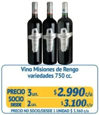 Alvi Vino Misiones de Rengo variedades 750 cc x 3un oferta