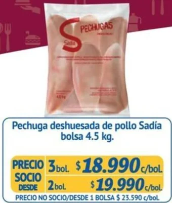 Alvi Pechuga deshuesada de pollo Sadía bolsa 4.5 kg. x 2bol oferta