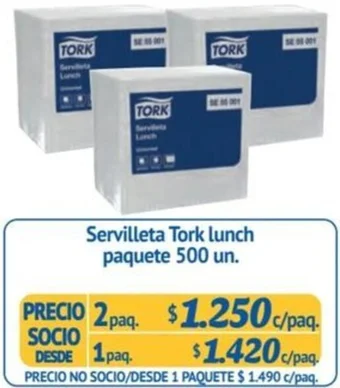 Alvi Servilleta Tork lunch paquete 500 un. x 2paq oferta