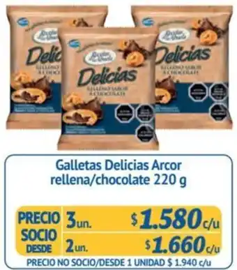 Alvi Galletas Delicias Arcor rellena/chocolate 220 g x 3un oferta