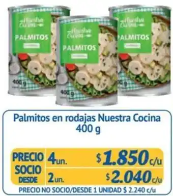 Alvi Palmitos en rodajas Nuestra Cocina 400 g x 2un oferta