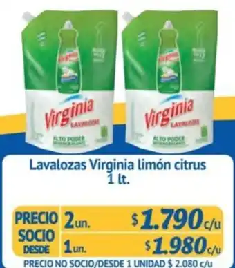 Alvi Lavalozas Virginia limón citrus 1 lt x 2un oferta