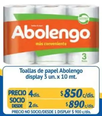 Alvi Toallas de papel Abolengo display 3 un. x 10 mt x 4dis oferta