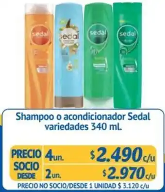 Alvi Shampoo o acondicionador Sedal variedades 340 ml x 4un oferta