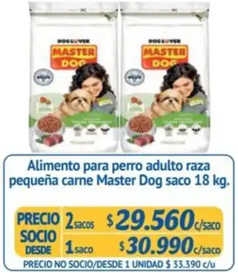 Alvi Alimento para perro adulto raza pequeña carne Master Dog saco 18 kg x 2 sacos oferta