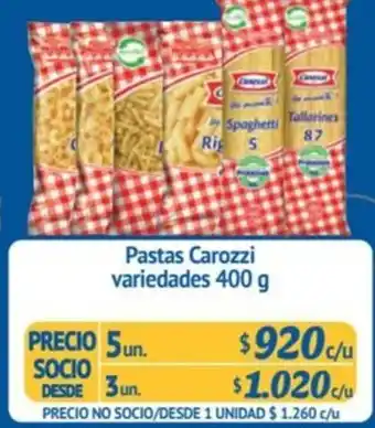 Alvi Pastas Carozzi variedades 400 g x 5un oferta