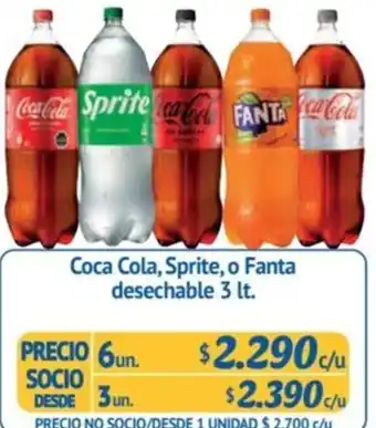 Alvi Coca Cola, Sprite, o Fanta desechable 3 lt x 6un oferta