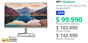 PC Factory HP Monitor 22" Full HD Panel IPS, 75Hz, FreeSync oferta