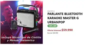 Casa Royal PARLANTE BLUETOOTH KARAOKE MASTER G URBANPOP oferta
