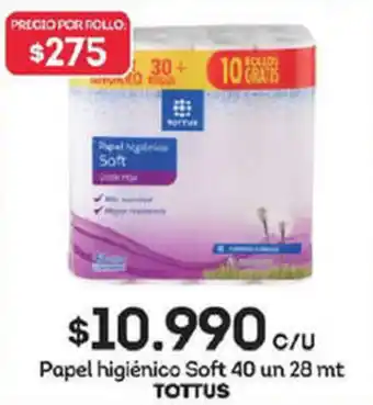 Tottus Tottus Papel Higiénico Soft 40 un 28 mt oferta