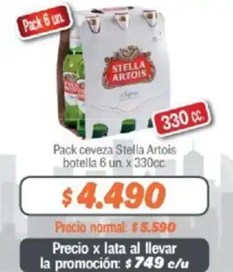 Mayorista 10 Pack ceveza Stella Artois botella 6 un. x 330cc oferta