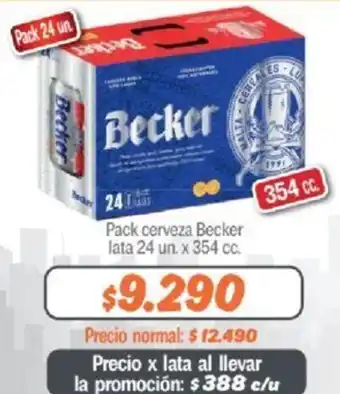 Mayorista 10 Pack cerveza Becker lata 24 un. x 354 cc. oferta