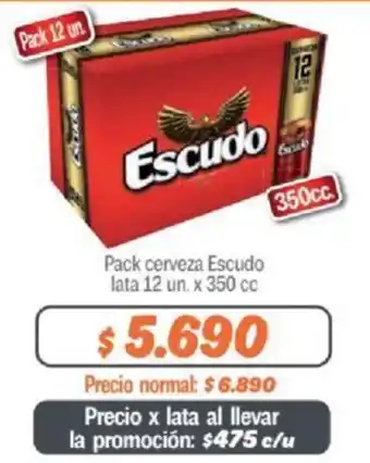 Mayorista 10 Pack cerveza Escudo lata 12 un. x 350 cc oferta