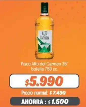 Mayorista 10 Pisco Alto del Carmen 35" botella 750 cc. oferta