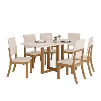 Abcdin Juego de comedor home mobili lean rectangular 6 sillas beige oferta